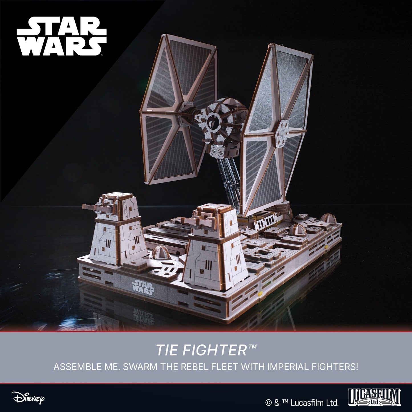 UGEARS Star Wars™ TIE Fighter™ 3D Wooden Puzzles for Adults – Mechanical Wooden Models for Adults to Build, Star Wars Model Kit, Wood 3D Puzzle Building Kits, Hobby Brain Teaser