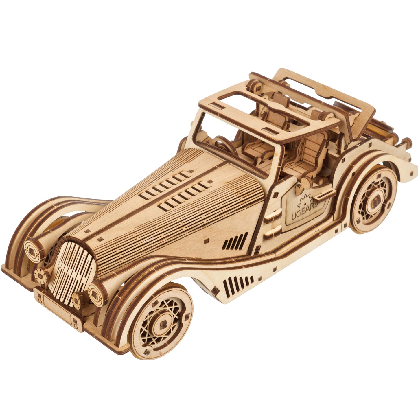 UGEARS Sports Car Rapid Mouse - 3D Puzzle with Dual Engine System - Wooden Puzzle for Adults - Challenging Roadster Model Kit