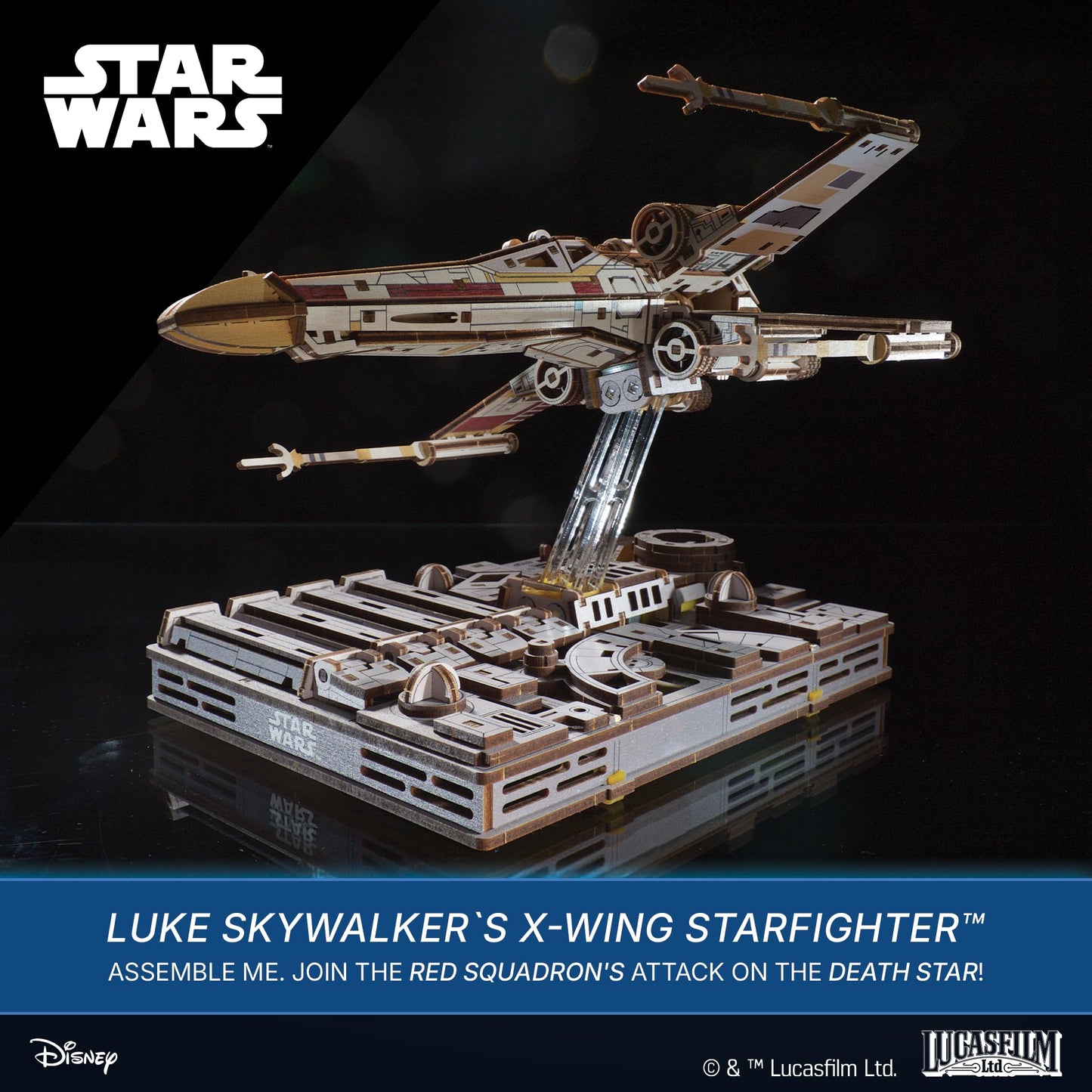 UGEARS Star Wars ™ Luke Skywalker’s X-Wing Starfighter ™ 3D Wooden Puzzles for Adults – Mechanical Wood Model Kits, Star Wars Model Kit, DIY 3D Puzzle, Hobby for Adults, Brain Teaser