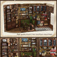 Cutefun Book Nook Kit - DIY Miniature Doll House Kit, Book Nook Kits for Adults, 3D Wooden Puzzle Bookend Bookshelf with LED Light for Cafe Crafts Lovers (Corner Coffee Shop)