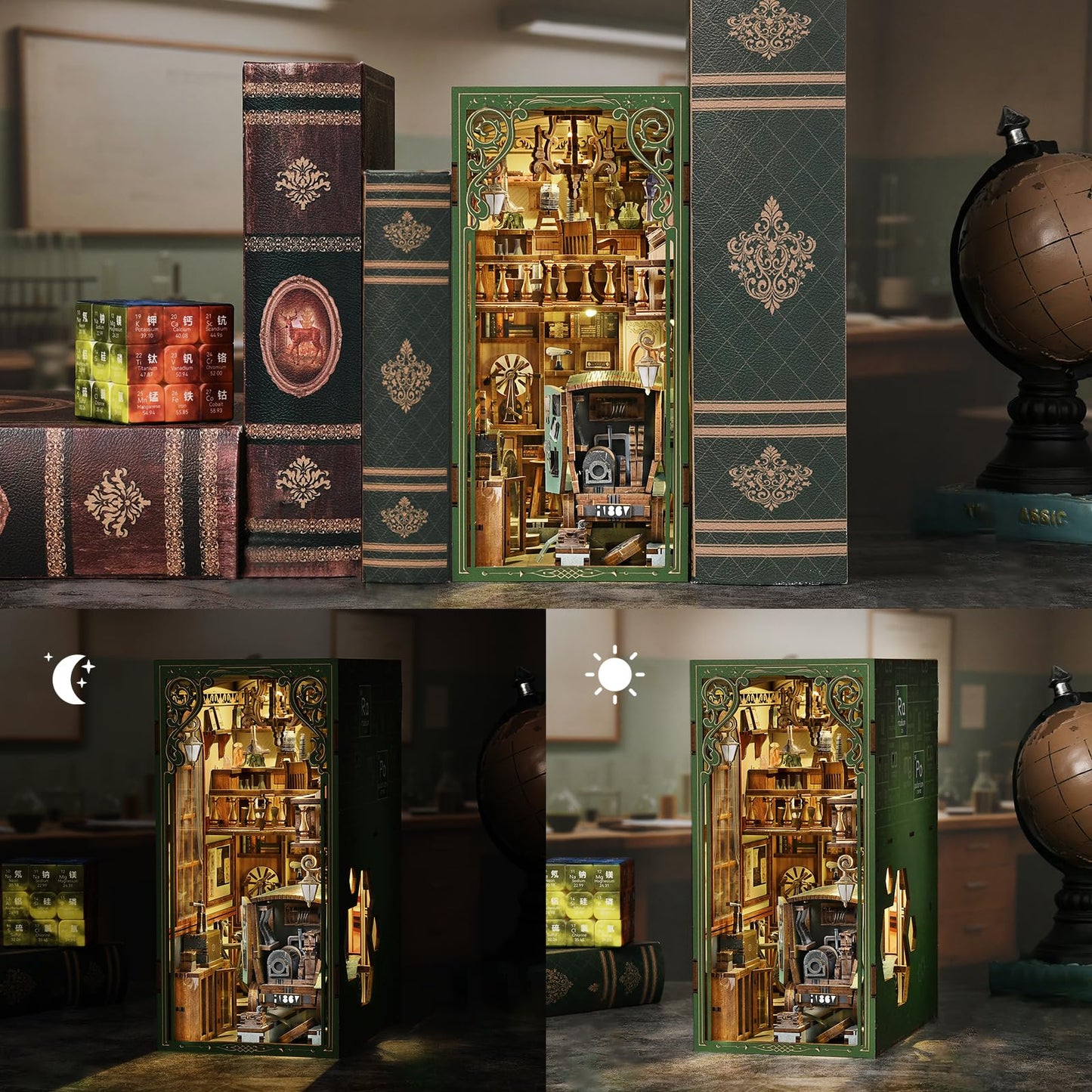 CCCDF Book Nook Kit - 3D Wooden Puzzles for Adults, DIY Scene Miniature Kit, Tiny House Booknook Craft Bookshelf Decor Mini Scale Model, Gifts for Puzzle Lovers (The Radium Lady)