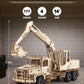 MOCBURIKU 3D Wooden Puzzle for Adults, Excavator Wooden Mechanical Model Car Kits to Build, Brain Teaser Pull Back Truck Toys Birthday for Men Women (Excavator)