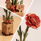 ROBOTIME 3D Wooden Flower Puzzle, Red Carnation DIY Craft Kit for Adults. Artificial Flower Decor for Table, Centerpiece, Home, Unique Gift for Mom, Wife, Women