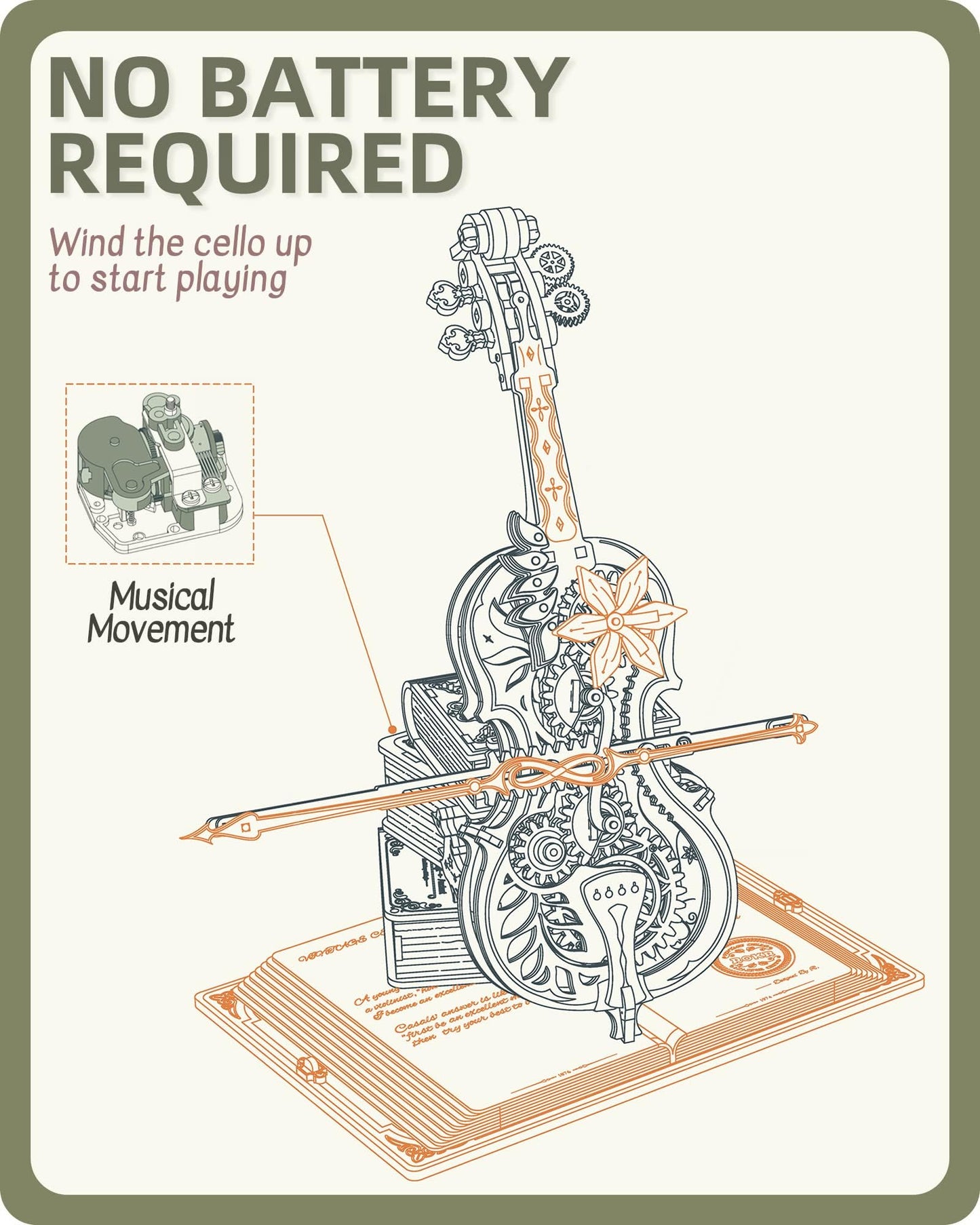 ROKR 3D Wooden Puzzles for Adults,Wooden Music Box Kits-Cello Wood Model Kits for Adults to Build,Stem Projects for Teens,Birthday Gifts Hobbies for Women Men