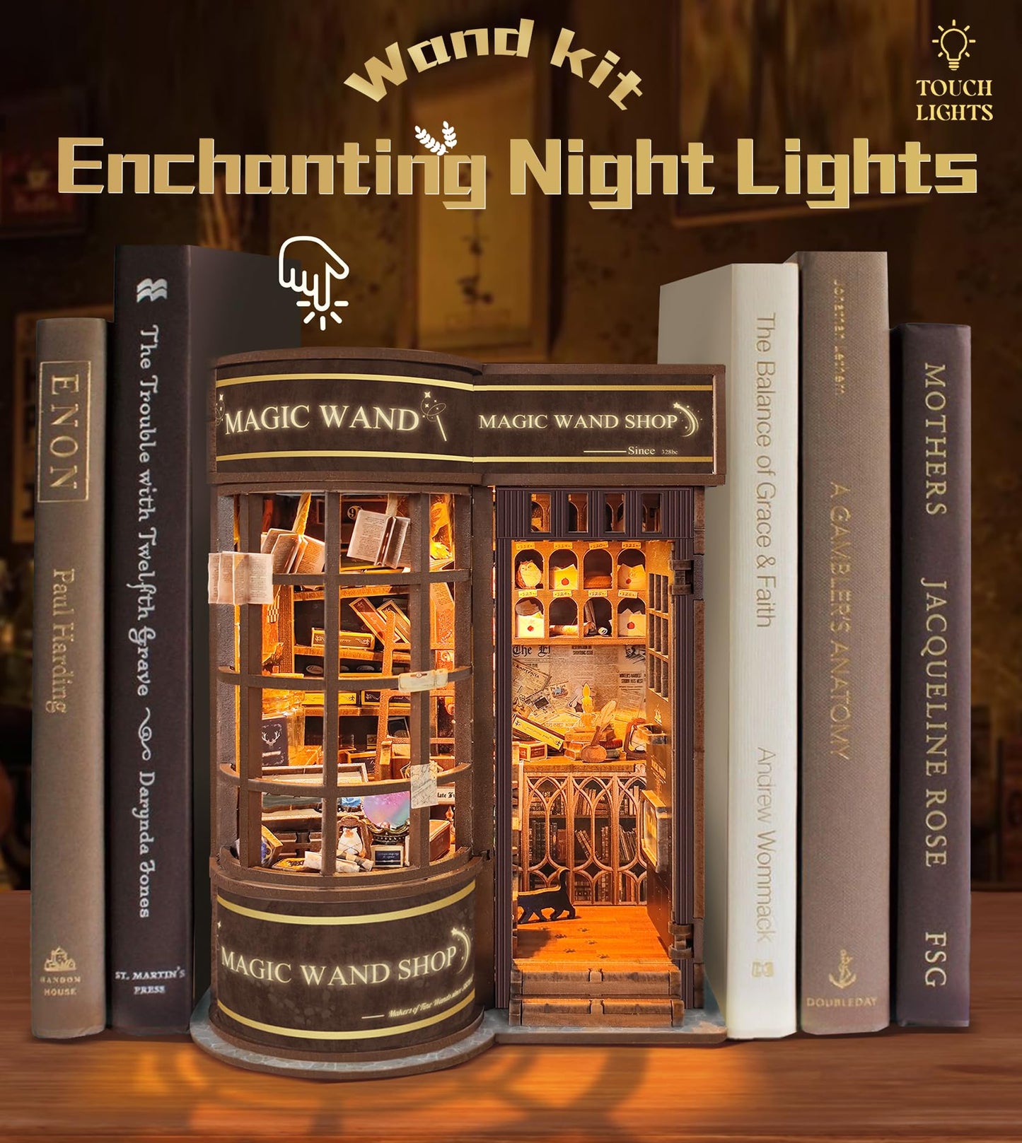 BookTop DIY Miniature Magic Series Booknook Kit, Dollhouse Tiny House Model Build Bookshelf Decor,with LED Light and Dust Cover，for Adults and Teens，Gifts for Family, Friends（Magic Shop）