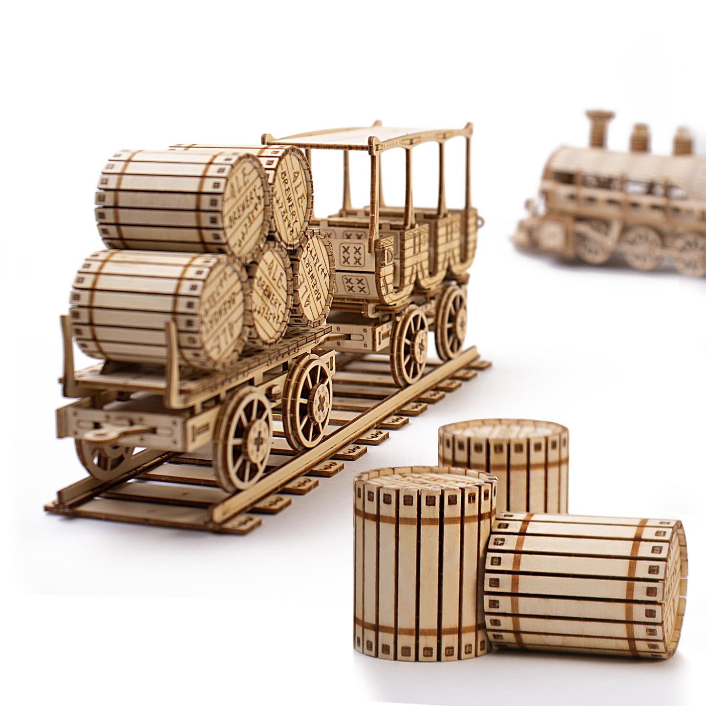 KWASVLYA 3D Wooden Puzzles Wine Truck Model Kits, Wooden Train Puzzles for Adults and Teens, Educational Brain Teaser Assembly Model, Gifts for Christmas/Birthday