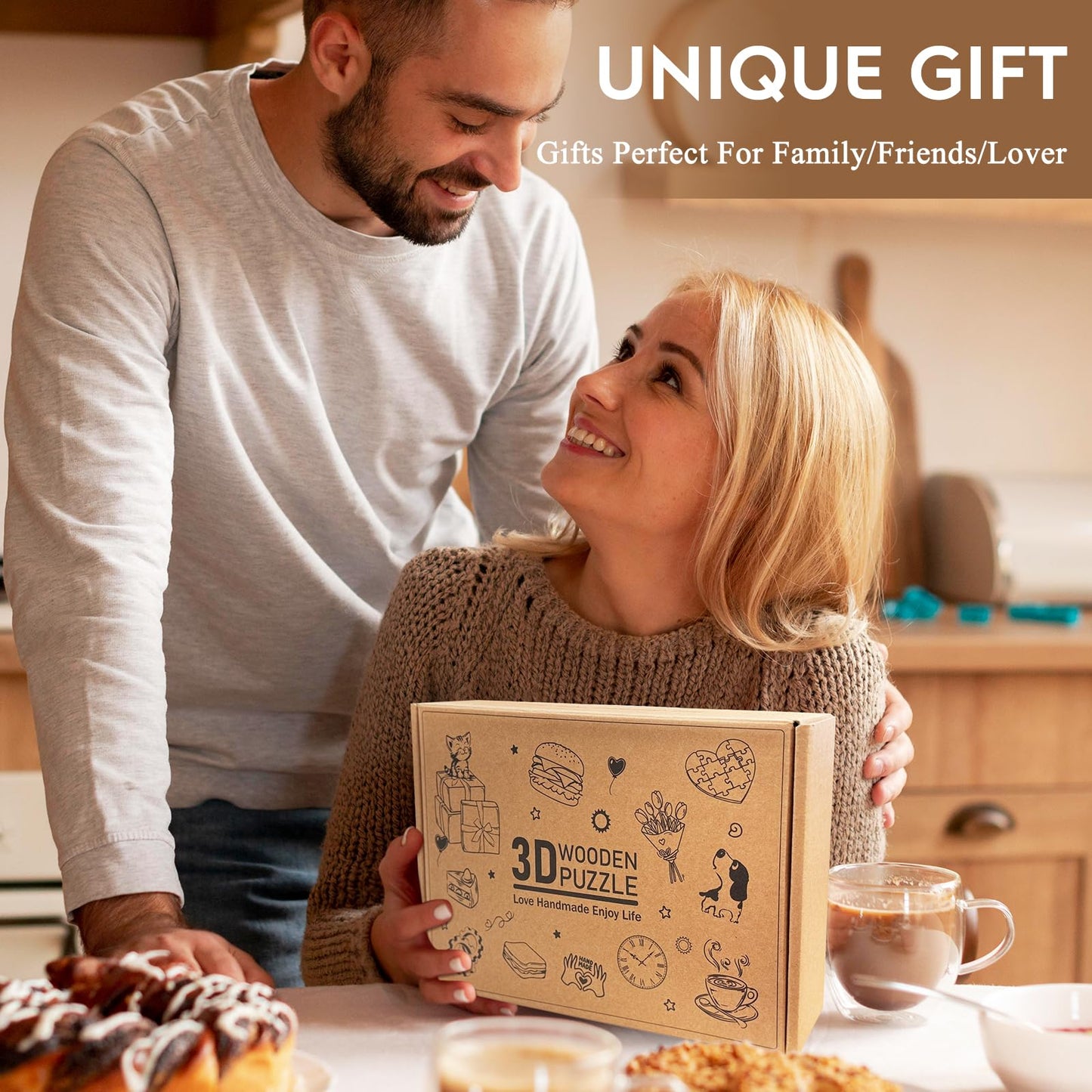 Cutywood 3D Puzzles for Adults Clock-Beagle Design Model Kit-Mechanical DIY Pendulum Clock with Roman Numerals-Desk Home Office Decor Personalized Gift for DIY Lovers