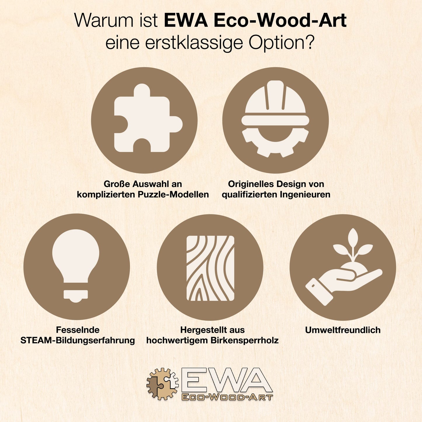 EWA Eco-Wood-Art - KIROVETS K-7M Three-Dimensional Mechanical Tractor-Puzzle for Adults and Teenagers-Collection Without Glue-596 Details, Colour Nature