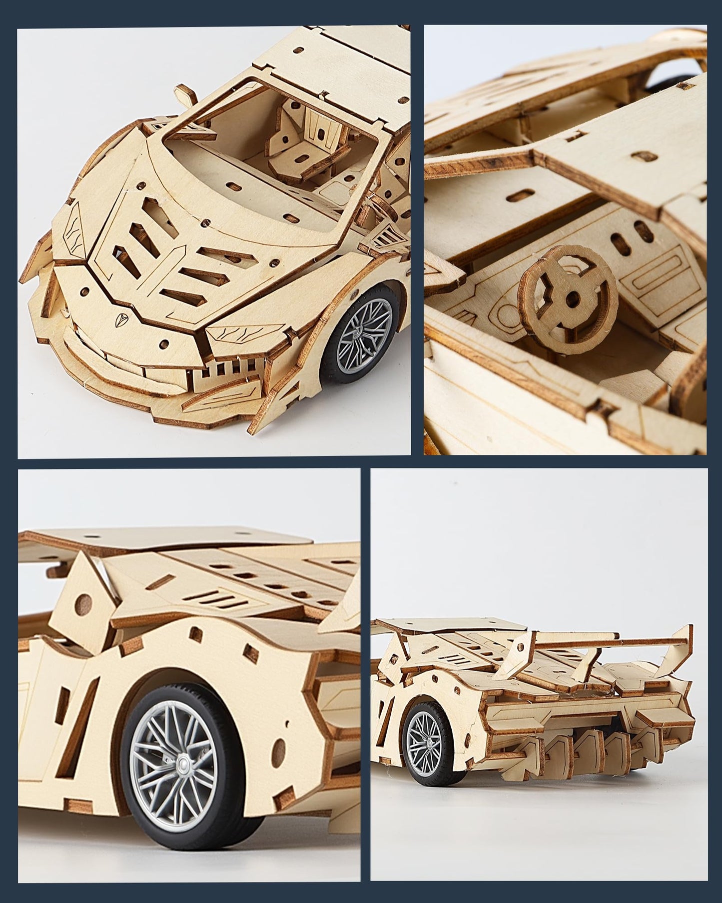 3D Wooden Puzzle Car for Adults (Sport Car)