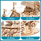 RoWood 3D Wooden Puzzle for Adults, Vintage Wooden Watercraft Model Sailboat Kit to Build, Best Gift Ideas Crafts Kit for Adults - Sailling Ship