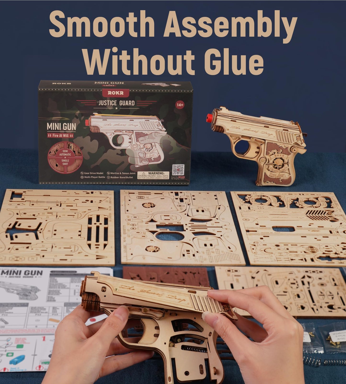 ROKR 3D Puzzles for Adults Mechanical Puzzles Rubber Band Shooter Wooden Puzzle Model Home Decor Desk Decoration Birthday Gifts for Teens 14+ and Adults(LQ502)