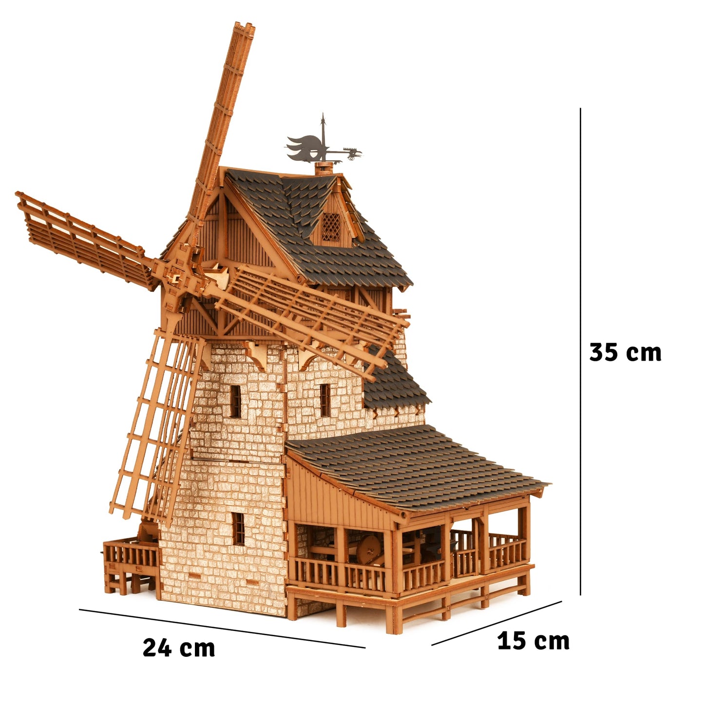 Wooden Mill-Hybrid Medieval Windmill, Watermill, Blacksmith Workshop -3D Wooden Puzzles for Adults to Build - Engineering DIY Mechanical Model Kit, 352PCS - Assembly Time 9H