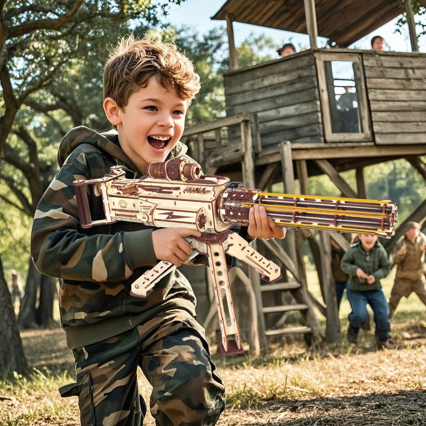 VATOS 3D Wooden Puzzles Model for Adults,344 Piece Wooden Puzzle Machine Gun with Rubber Bands,DIY Wood Puzzles Building Model Kits - Excellent Gift for Adult, Teens and Craft Enthusiasts (Ages 14+)