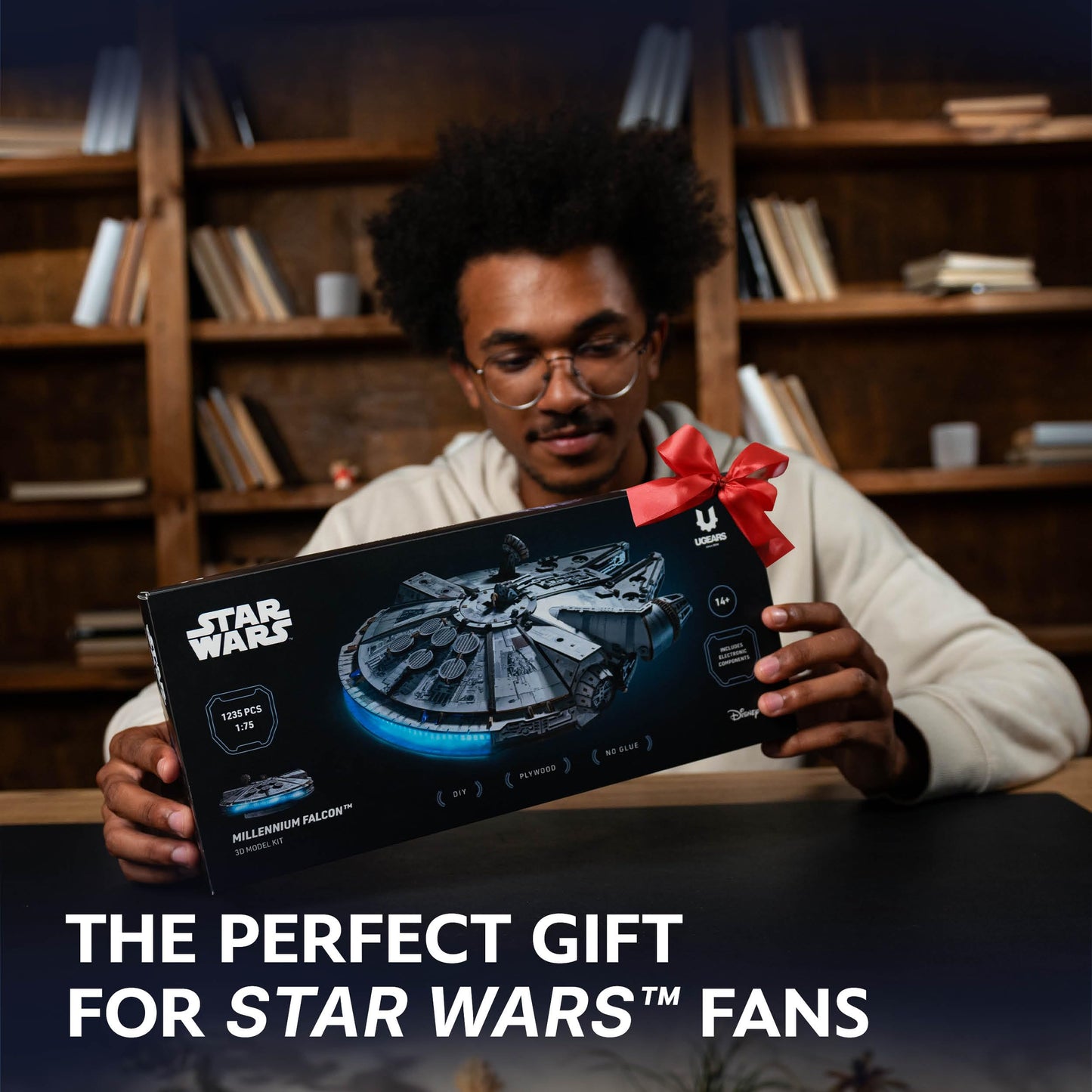 UGEARS Star Wars ™ Millennium Falcon™ 3D Wooden Puzzles for Adults - DIY Mechanical Model Kit, 3D Puzzle Brain Teaser Puzzles for Adults, Wood Model Building Kits, Hobbies for Men and Women