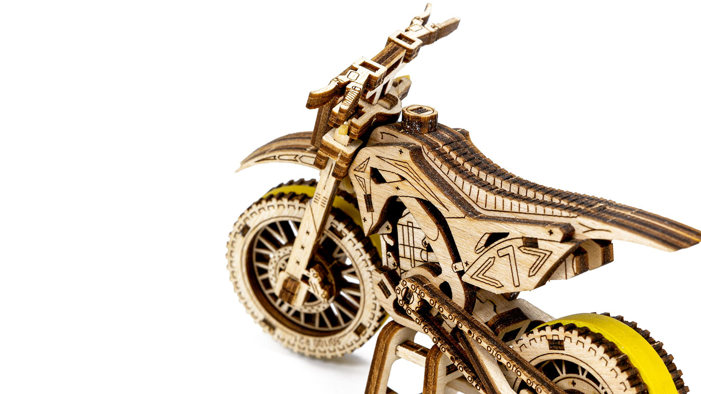 WOODEN.CITY Motocross 3D Puzzle for Adults - Hobby Kit to Build Your Own Wooden Bike - 3D Model Motorcycle Kit - Wood Model Kit