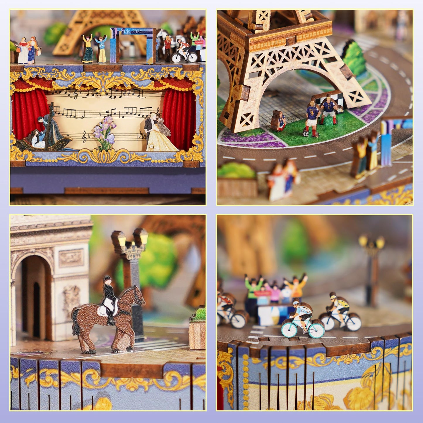 Tonecheer Wooden Music Box Puzzle for Adults, DIY Rotating Music Box Kit 3D Creative Musical Puzzle Crafts Model Building Kits Desk Decor Birthday (Romantic Paris)