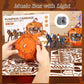 Halloween 3D Wooden Puzzles for Adults, 274 PCS Pumpkin Carriage Puzzle Kit Model with Lights, Music Box & Running Carriage, Boo Basket Stuffers Halloween Toy Gift for Teens, Men & Women