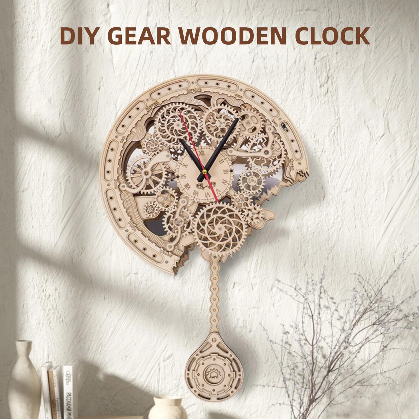 Gueiddi Wooden 3D Puzzles for Adults, Rompecabezas 3D Wooden Puzzles House Warming Gift Hobby Kit Stem Toy Home Decor (Clock)