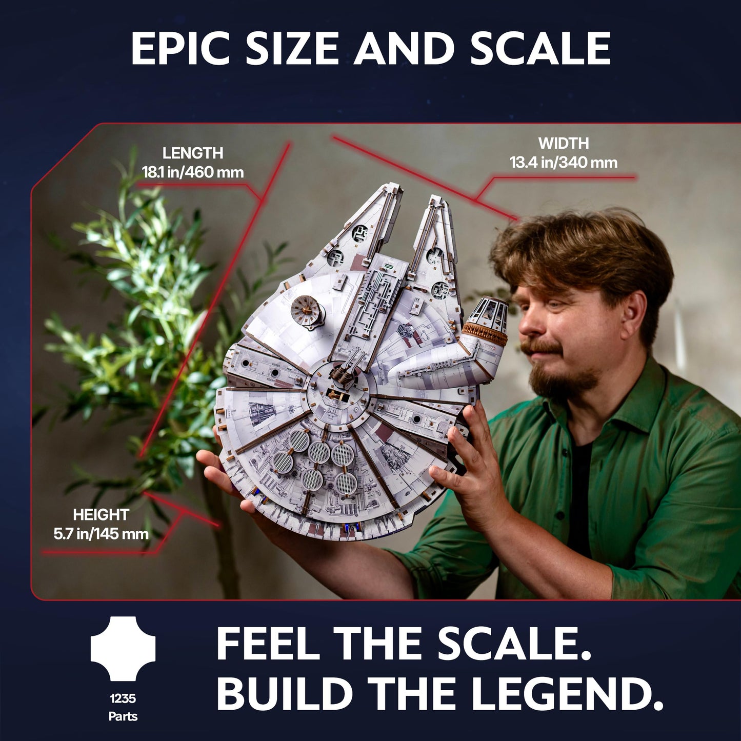 UGEARS Star Wars ™ Millennium Falcon™ 3D Wooden Puzzles for Adults - DIY Mechanical Model Kit, 3D Puzzle Brain Teaser Puzzles for Adults, Wood Model Building Kits, Hobbies for Men and Women