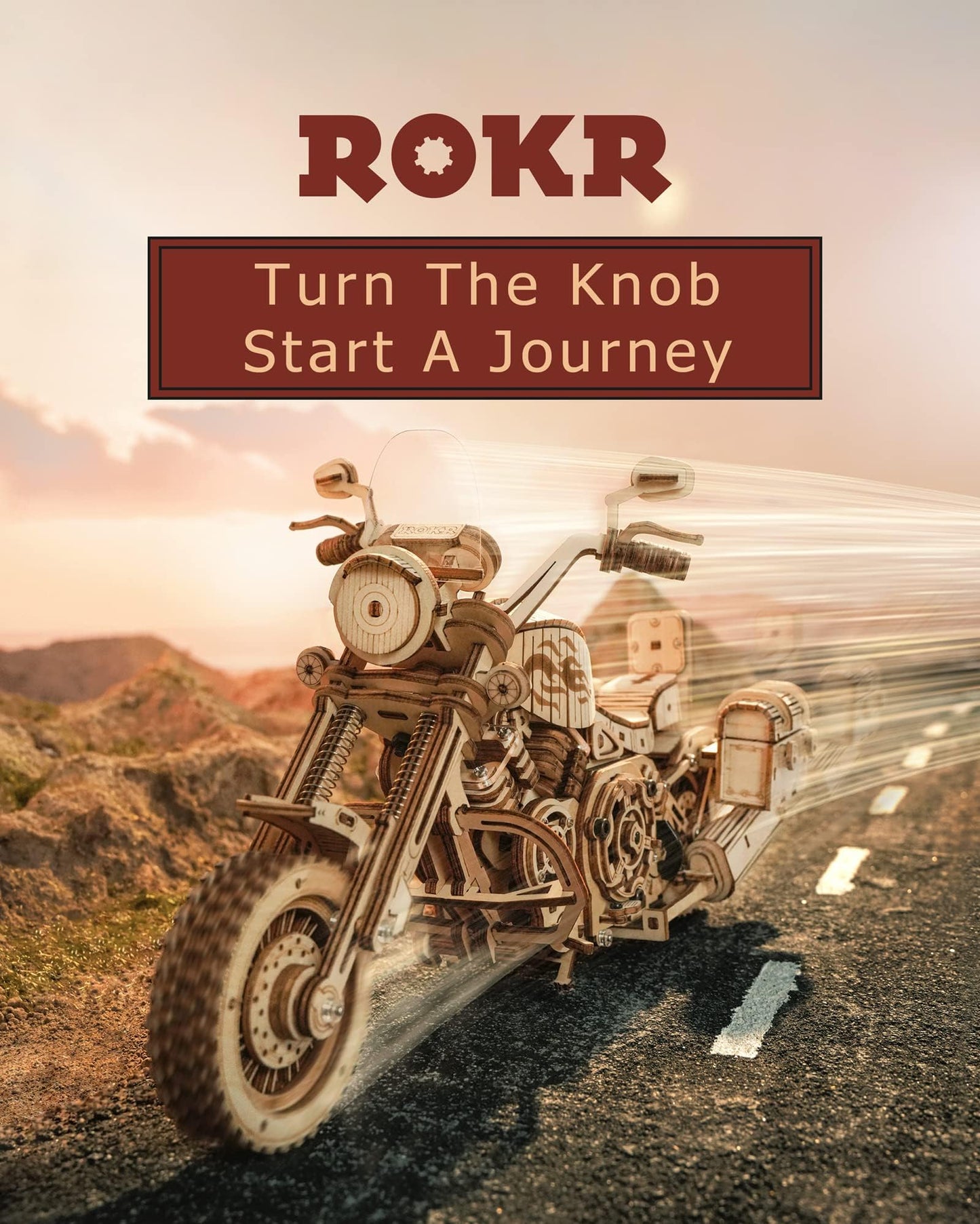 ROKR 3D Wooden Motorcycle Puzzle-1:8 Scale Wood Model Motorcycle Kits to Build for Adults