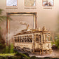 ROKR 3D Wooden Puzzles Model Car Kits for Adults to Build - Wooden Toy Tram Train Set with Railway - Wood 3D Puzzles for Adults - Gift Idea for Christmas Father's Day Birthday