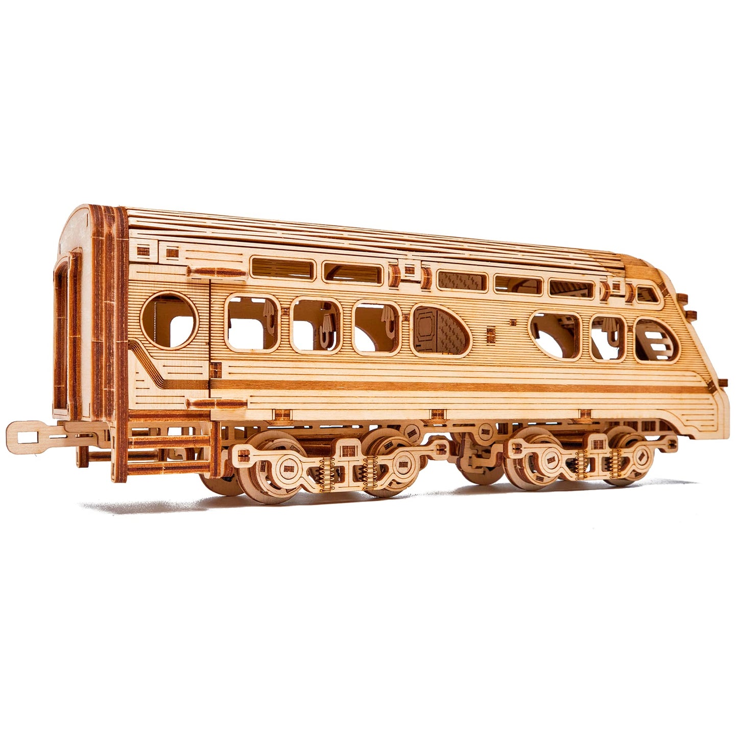 Wood Trick Atlantic Express Train 3D Wooden Puzzles for Adults to Build - 26.7x4 in - Rides up to 9 ft - Mechanical Locomotive Model Kit for Adults