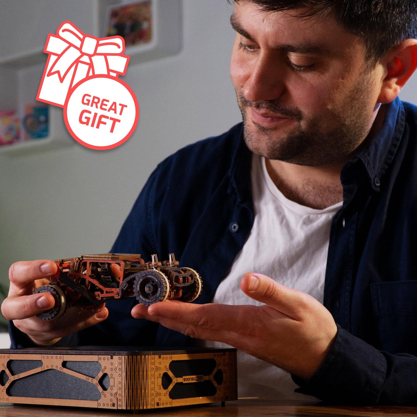 WOODEN.CITY Buggy LE 3D Wooden Puzzles for Adults – Build Your Own Buggy with Rubber‑Band Motor – Self‑Assembly Model, DIY Gift for Adults and Teens