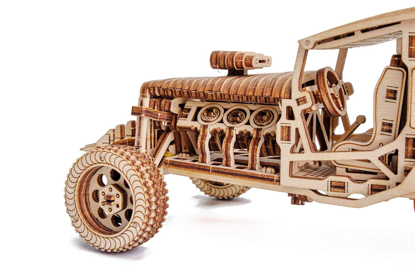Wood Trick Mad Buggy Car 3D Wooden Puzzle for Adults and Kids to Build - Rides up to 25 feet - Detailed and Sturdy Design - Engineering DIY Wooden Model Car Kit to Build
