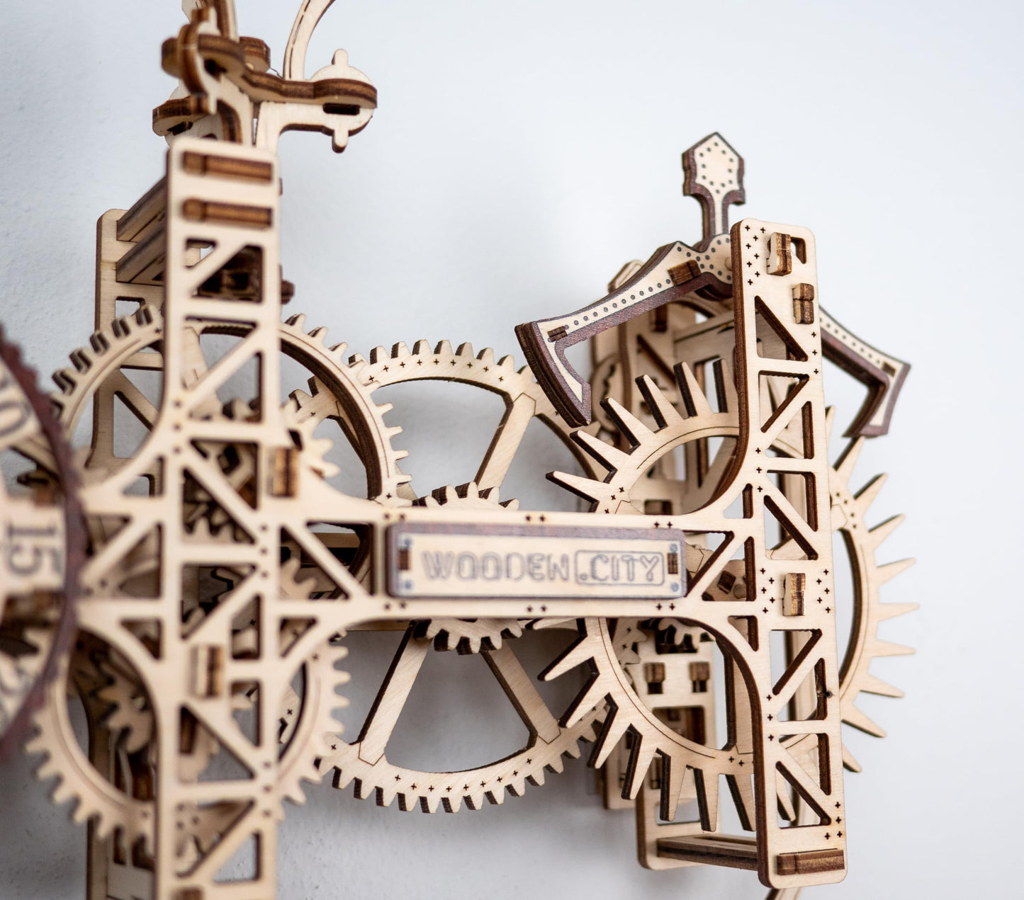 WOODEN.CITY Steampunk Wall Clock Kit – 3D Wooden Puzzle for Adults, Mechanical DIY Clock Model, Working Wall Art (257 Pieces) Made in EU