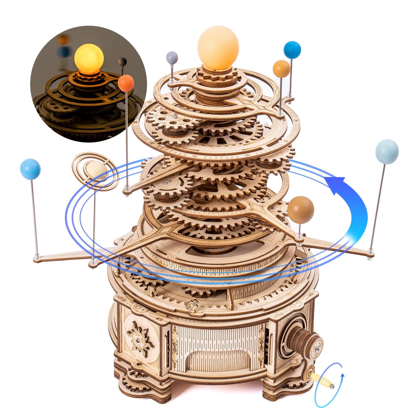 ROKR 3D Wooden Puzzles for Adults Huge Orrery Model - Toy Building Set Mechanical Puzzles 8 Orbiting Planets Unique Gifts for Men and Women