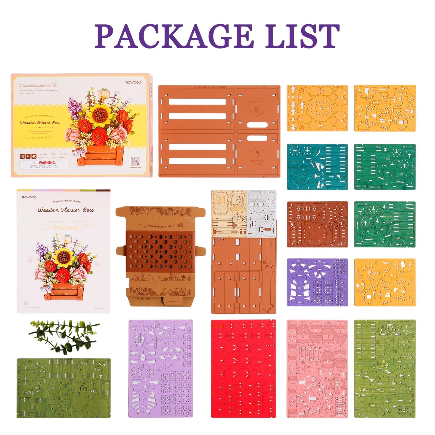 Wowood 3D Wooden Flower Puzzle for Adults-Wooden Bloom Box, DIY Craft Model Kit Building Set, Botanical Decor Creative Gift for Lovers Nature Enthusiasts (658PCS)