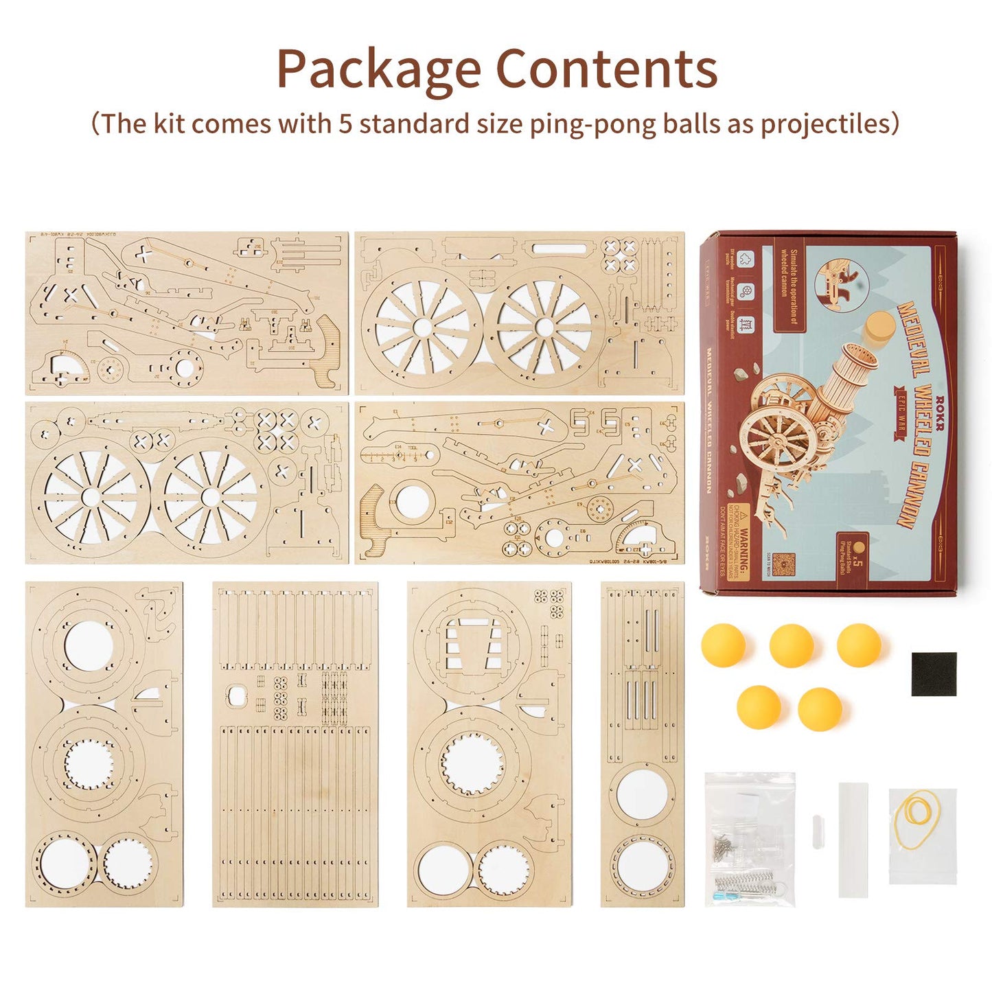 ROKR 3D Wooden Puzzles Model Building Kits Cannon Toys - DIY Wooden Catapult Toys STEM Educational Projects for Men and Women