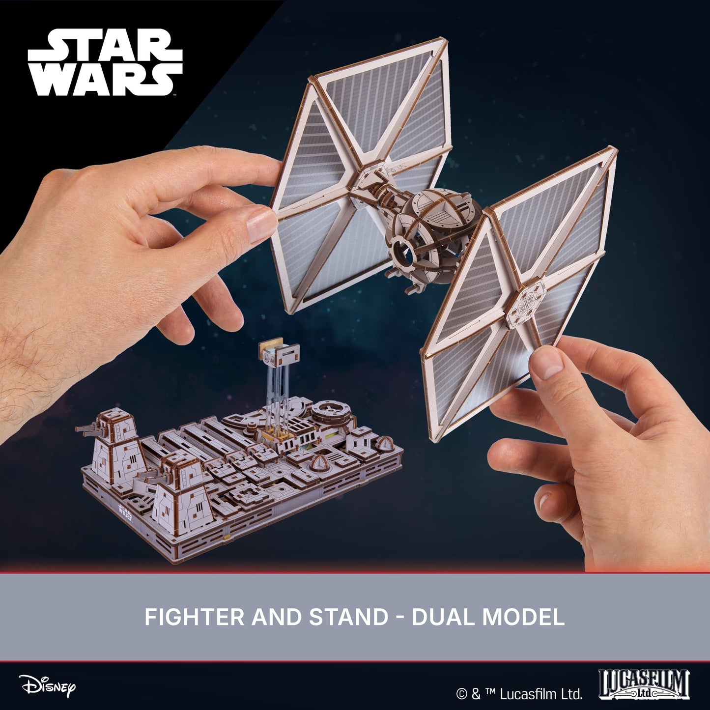 UGEARS Star Wars™ TIE Fighter™ 3D Wooden Puzzles for Adults – Mechanical Wooden Models for Adults to Build, Star Wars Model Kit, Wood 3D Puzzle Building Kits, Hobby Brain Teaser