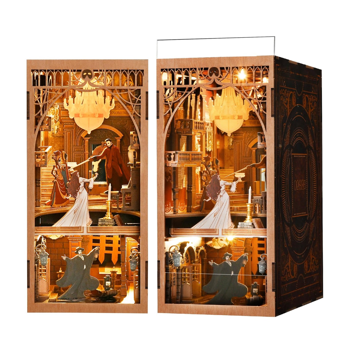 CCCDF Book Nook Kit, DIY Miniature Dollhouse Booknook Kit, 3D Wooden Puzzle Bookend Bookshelf Insert Decor with LED Light for Teens and Adults (Phantom of The Opera)