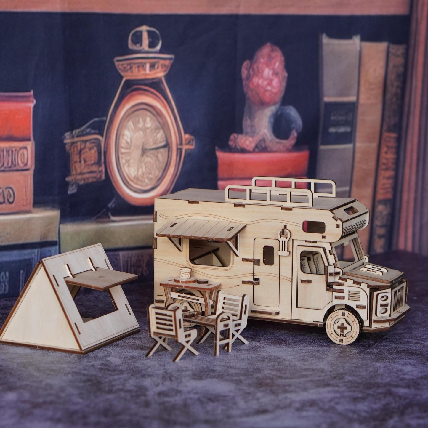 3D Wooden Puzzles for Adults Wooden Travel RV DIY Kit and Mechanical Model Unique Gift for Family Friend on Birthday/Christmas