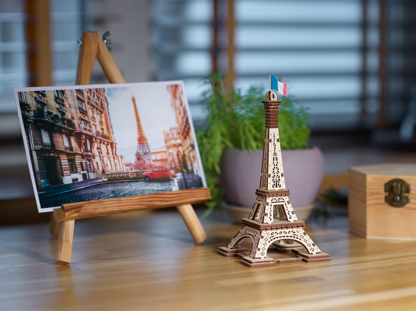 UGEARS Wooden 3D Puzzle Paris Eiffel Tower Iconic Model for Adults Easy Assembly DIY Miniature Kit 50 Pcs