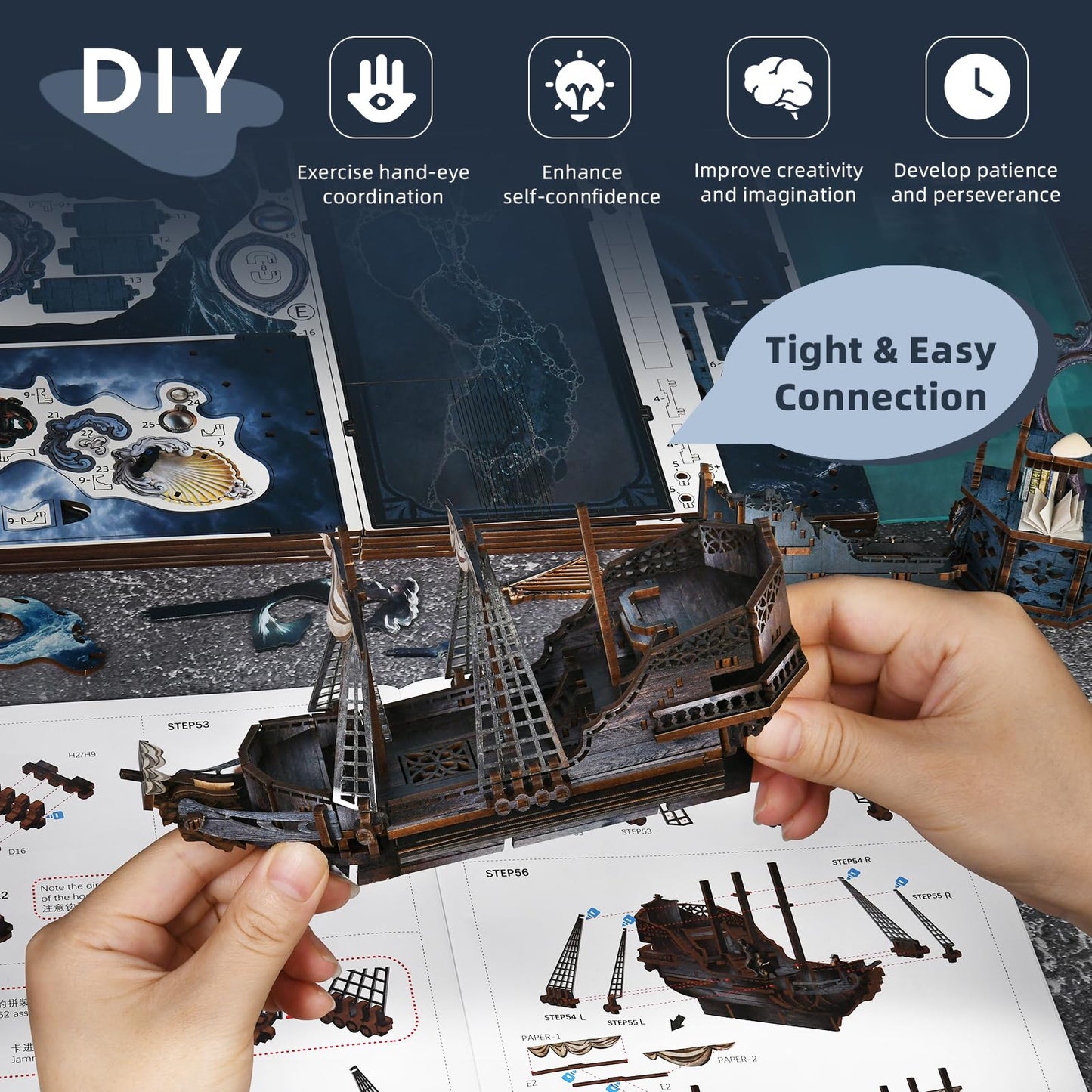 CCCDF Book Nook Kit, DIY Miniature Dollhouse Kit Tiny House Mini Booknook Craft Bookshelf Decor, 3D Wooden Puzzles for Adults, Gifts for Book Lovers (Song of The Sirens)