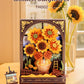 Wowood 3D Wooden Puzzles for Adults - Van Gogh Golden Sunflower DIY Model Building Kits with LED Light - Home Decor, Wall Art & Unique Creative Gifts for Art Lovers