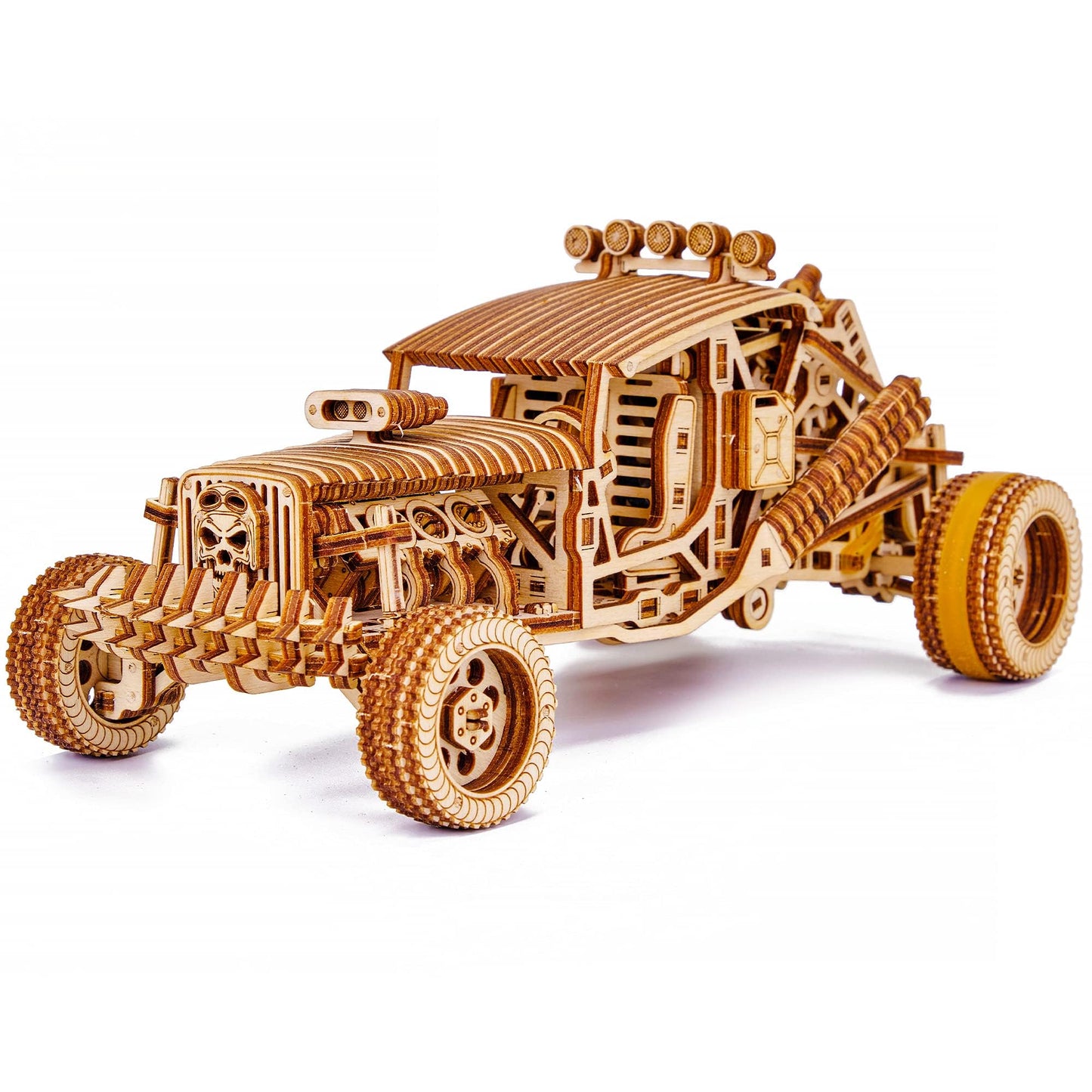 Wood Trick Mad Buggy Car 3D Wooden Puzzle for Adults and Kids to Build - Rides up to 25 feet - Detailed and Sturdy Design - Engineering DIY Wooden Model Car Kit to Build