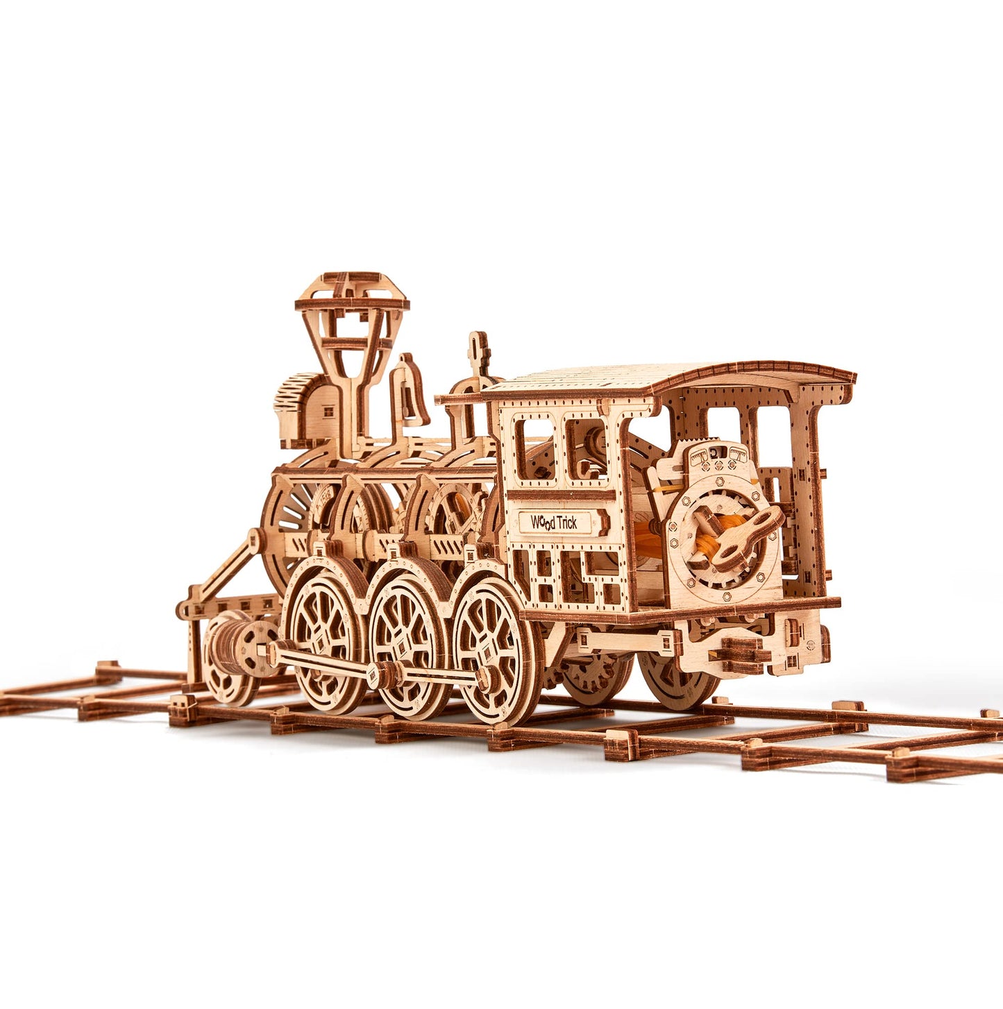 Wood Trick Wooden Toy Train Set with Railway - 34x7″ - Locomotive Train Toy Mechanical Model Kit - 3D Wooden Puzzles for Adults to Build - Engineering DIY Models for Adults to Build