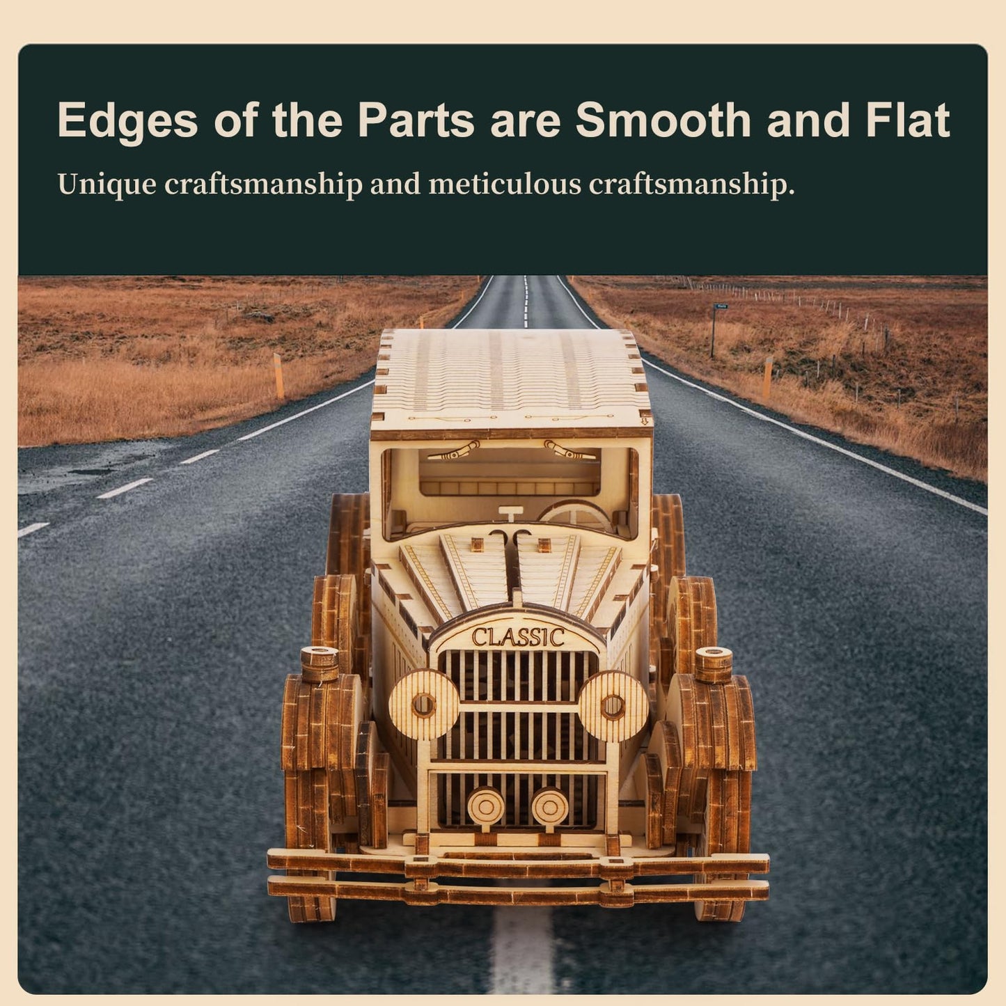 Hallisun 3D Wooden Puzzle for Adults, Mechanical Classic Car Puzzle, DIY Vintage Vehicle Model Building Kit Handicraft Wood Craft Hobbies Toy, Birthday for Hobbyist 14+ Family Women Men, 187 Pcs