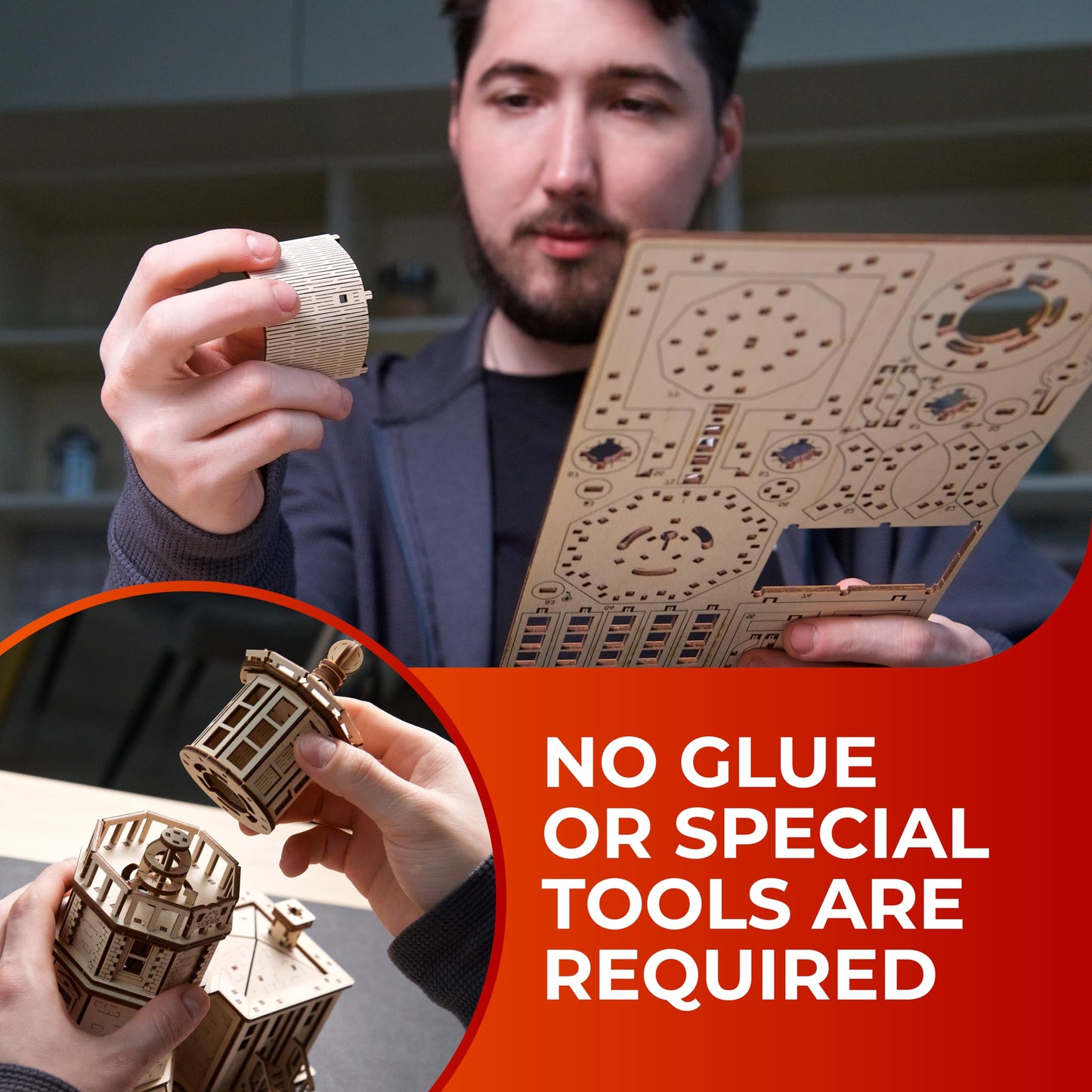 UGEARS Split Rock Lighthouse 3D Puzzle – DIY Miniature Kit Wooden Models for Adults to Build with LED Nightlight - 3D Wooden Puzzles - Crafts for Adults Gifts for Engineers - 295 Pcs