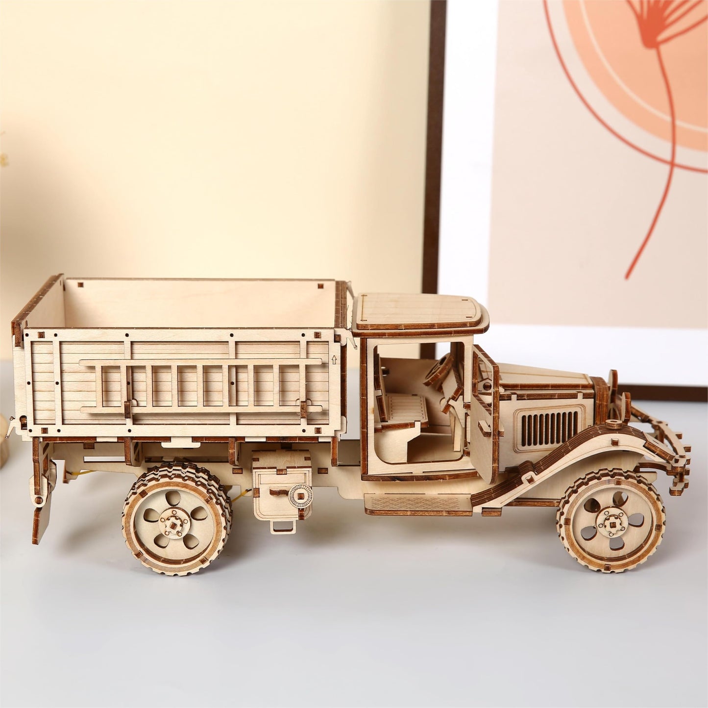 Hallisun 3D Wooden Truck Puzzle, 3D Wooden Puzzle for Adults, DIY Assembly Mechanical Truck Building Kit, Handicraft Wood Car Craft, Birthday for Hobbyist Collectors Family Women Men Age 14+, 246 pcs