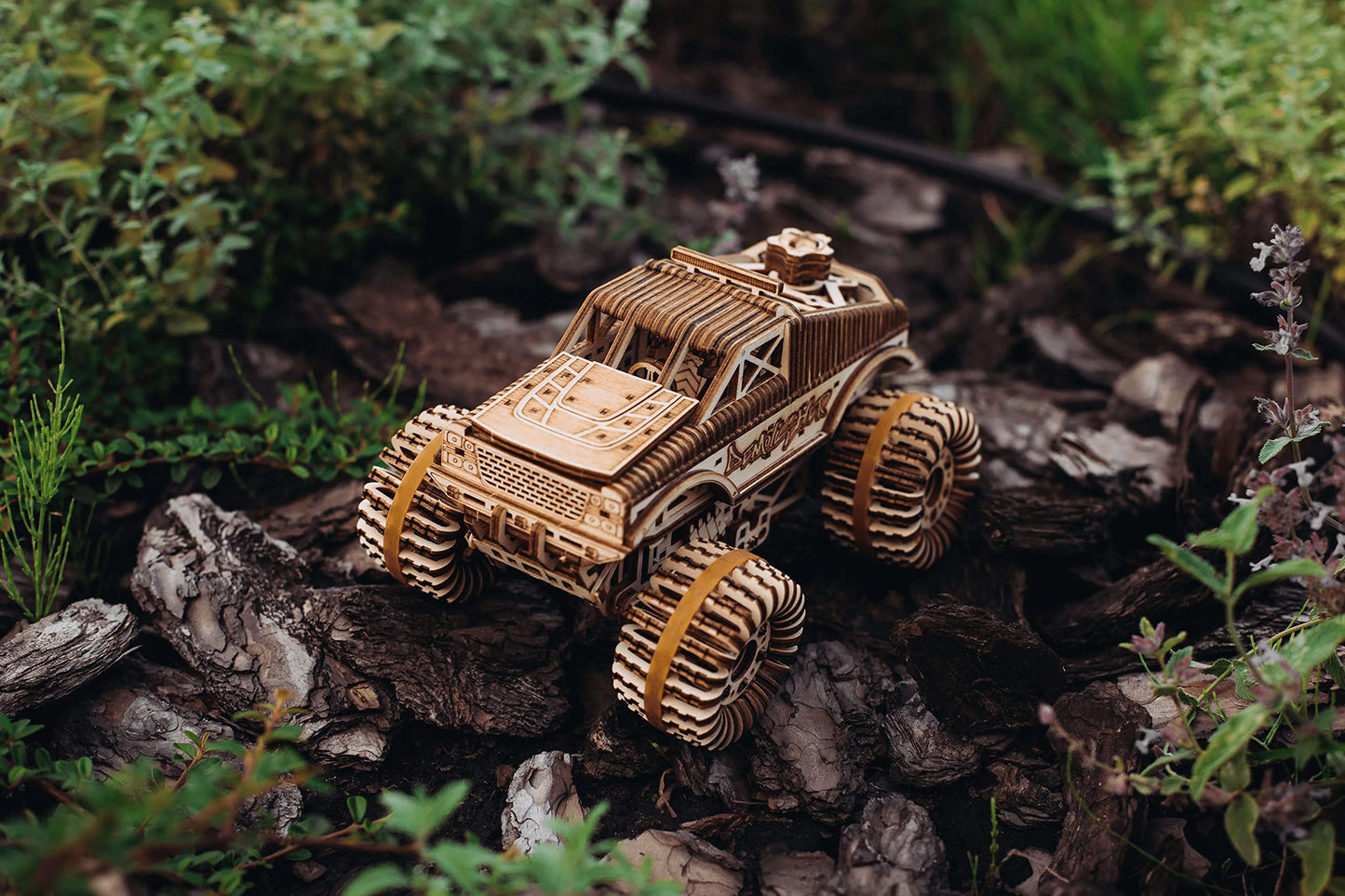 Wood Trick Monster Pickup Truck Car 3D Wooden Puzzles for Adults - Rides up to 18 feet - 8.3x6.3 in - Model Truck Kit to Build for Adults