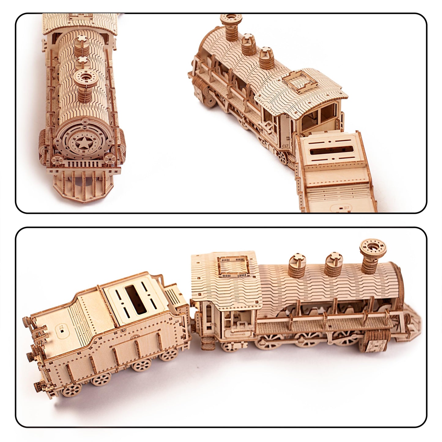 KWASVLYA 3D Wooden Puzzles, Wooden Puzzles Train for Adults and Teens, Educational Brain Teaser Assembly 3D Model Trains, Gifts for Christmas/Birthday（Luxury Steam Train）