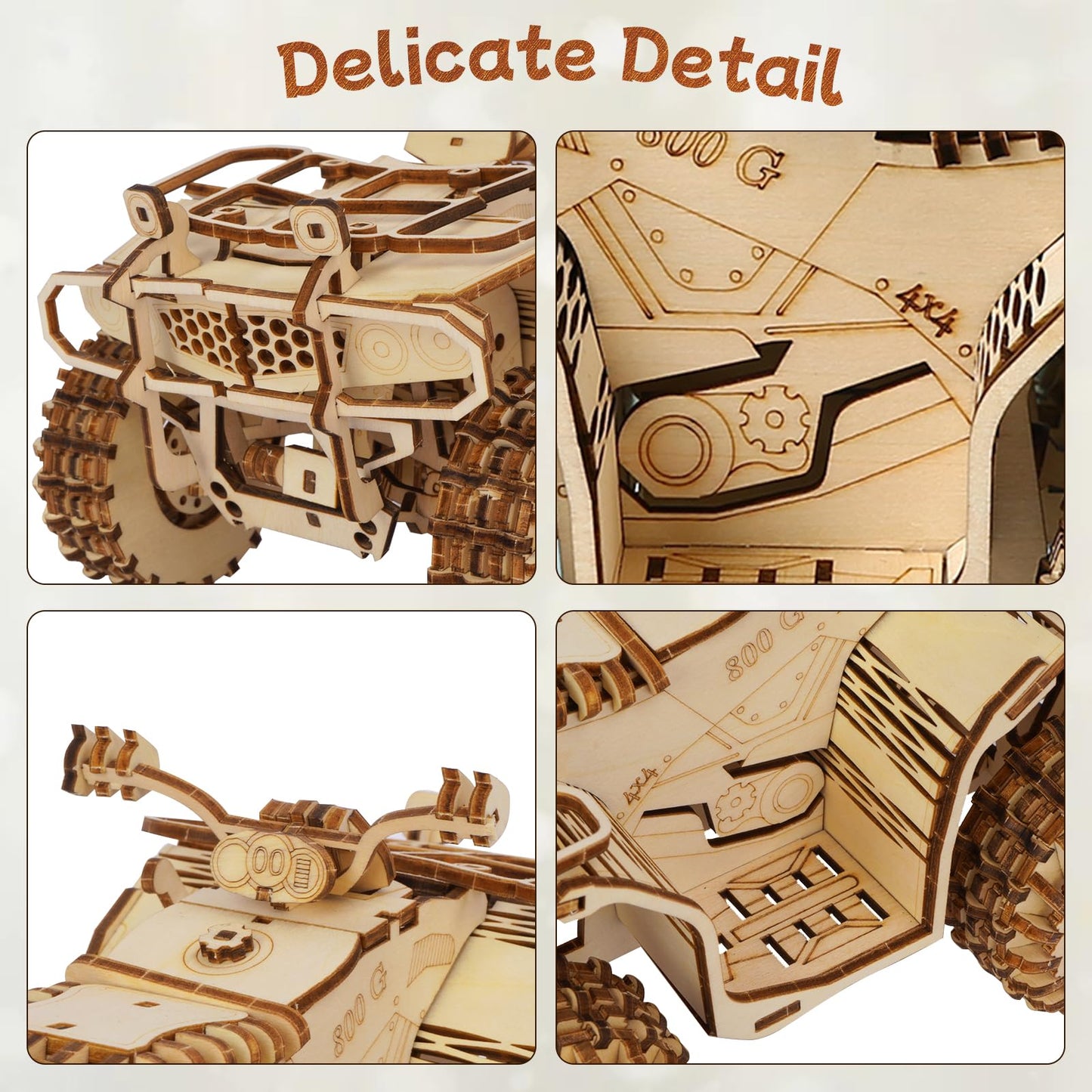 Hallisun 3D Wooden Puzzle for Adults, Mechanical Beach Car Puzzle, DIY Vehicle Model Building Kit Handicraft Wood Craft Hobbies Toy, Birthday for Hobbyist 14+ Family Women Men, 417 Pcs