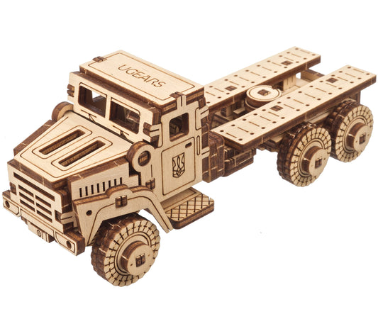 UGEARS Military Truck 3D Puzzle - Wooden Model Kit for Adults to Build - Mechanical Model Truck Car Making Kit - 3D Jigsaw Puzzle Wood Off-Road Car - DIY Brain Teaser Puzzle Construction Set