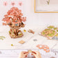 ROBOTIME DIY Miniature House Kits for Adults, 3D Wooden Puzzles for Teenager, Japanese Cherry Blossom Tree Sakura Bonsai Plants for Birthday Gifts and Hobbies (Sakura Tree House)