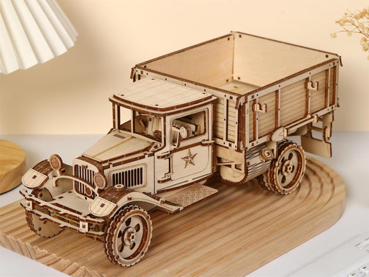 Hallisun 3D Wooden Truck Puzzle, 3D Wooden Puzzle for Adults, DIY Assembly Mechanical Truck Building Kit, Handicraft Wood Car Craft, Birthday for Hobbyist Collectors Family Women Men Age 14+, 246 pcs