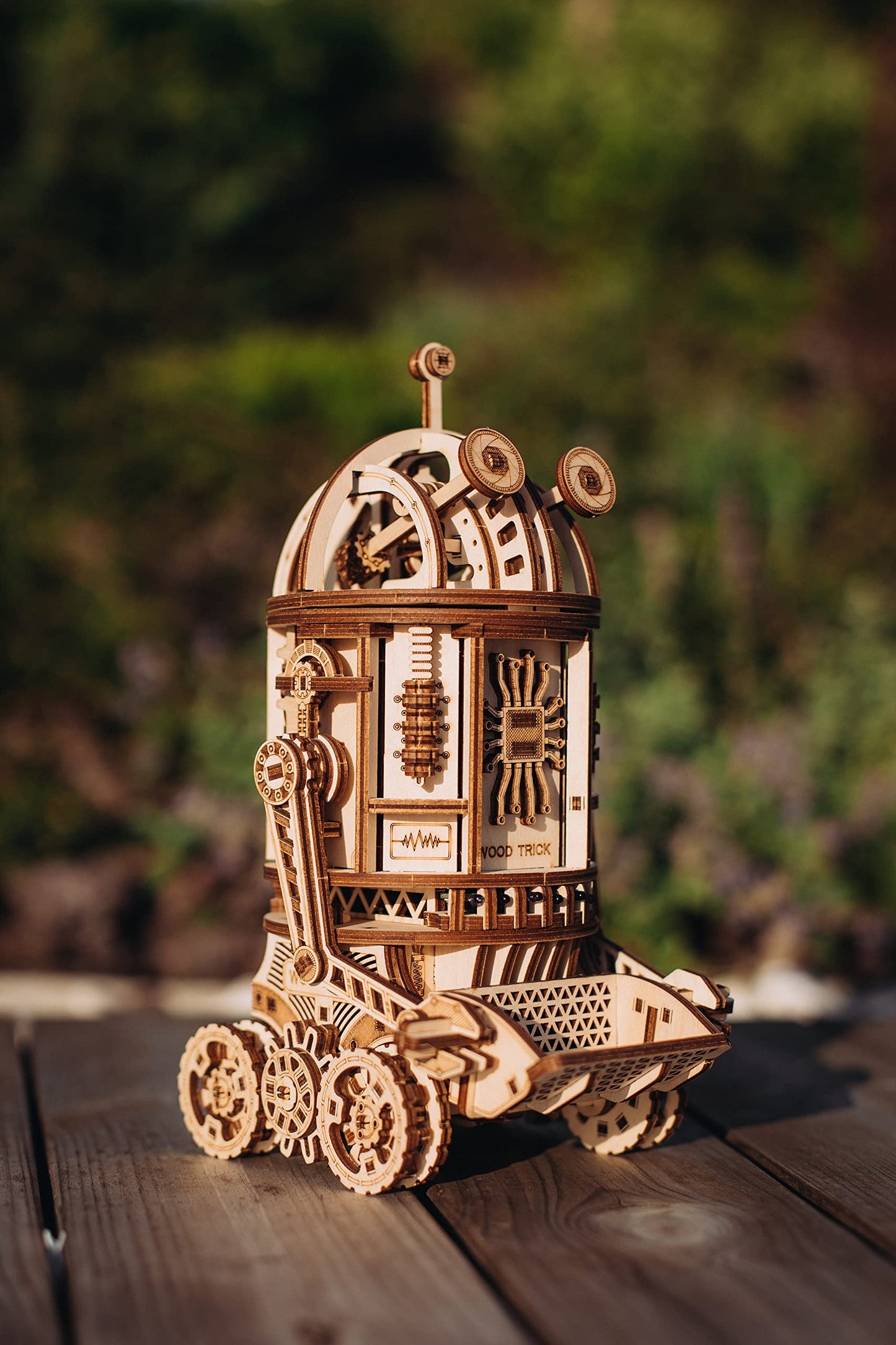 Wood Trick Space Junk Robot 3D Wooden Puzzles for Adults and Kids to Build - Rides up to 13 ft - 9.5x6.7 in - Model Kits for Adults - DIY Wooden Models for Adults to Build